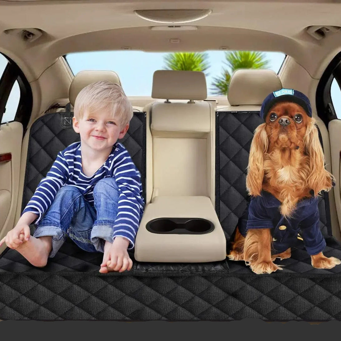 HOUSSE SIEGE VOITURE POUR CHIEN AVEC CEINTURE DE SECURITE INTEGREE