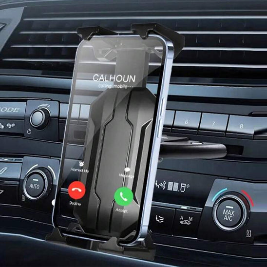 Support-de-telephone-voiture installé dans la fente CD d’un tableau de bord.