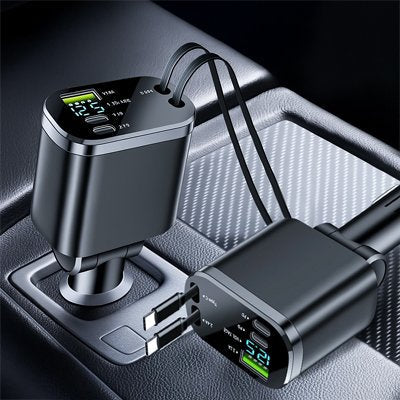 Chargeur allume cigare chargeur de voiture avec câble rétractable