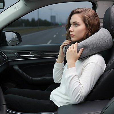 COUSSIN DE VOYAGE AVEC CAVITE SPECIALE POUR INTEGRER DES ECOUTEURS AUDIO