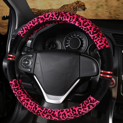 Couvre volant leopard  rouge