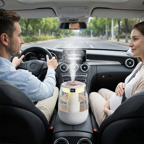 Humidificateur d'air portable avec ses dimensions indiquées