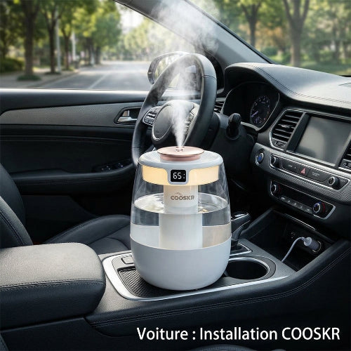 Humidificateur d'air portable présenté avec ses accessoires