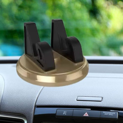 Support de téléphone voiture jaune fixé sur un tableau de bord lisse et propre
