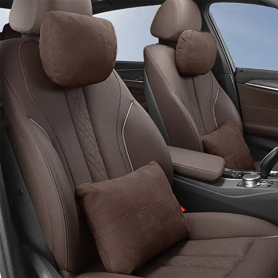 appuie tete pour voiture marron