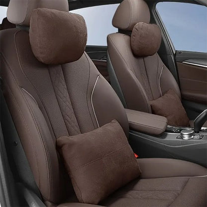 appuie tete pour voiture marron