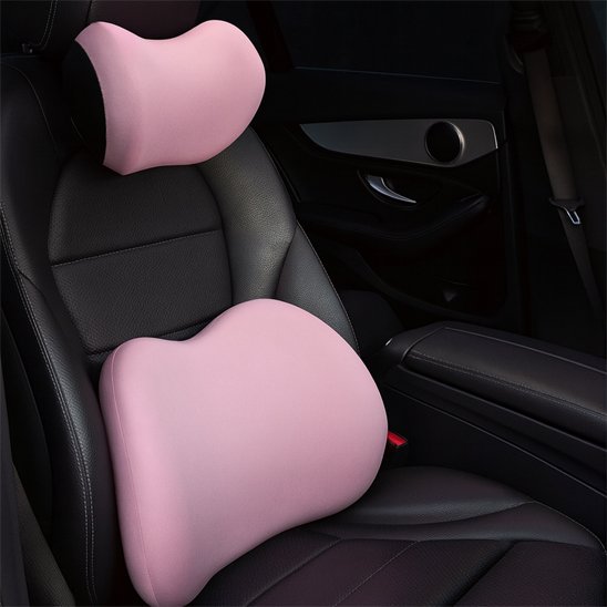 appuie tete voiture en mousse rose 