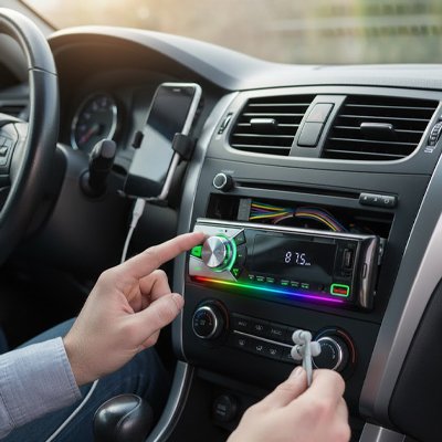 Carplay  android  charge 7 couleurs lumières câblage