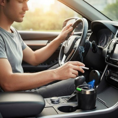 Cendrier pour voiture​ équipé d'une lumières LED et une doublure métallique