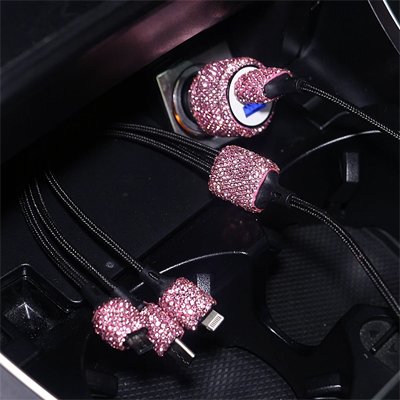 Chargeur allume cigare style diamant accessoires d'intérieur de voiture pour femmes