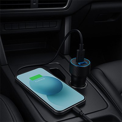 Chargeur allume cigare usb c double USB-C 