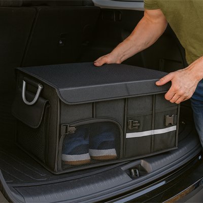 Coffre de rangement voiture avec compartiments rigides