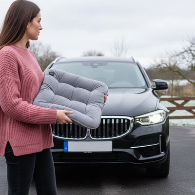 Coussin de voiture gris doux
