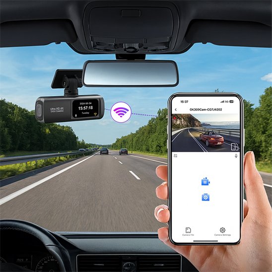 DASHCAM VOITURE CONNECTÉE AVEC MODE PARKING
