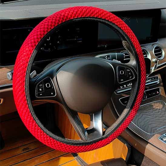 Housse pour volant de voiture rouge sans anneau intérieur 