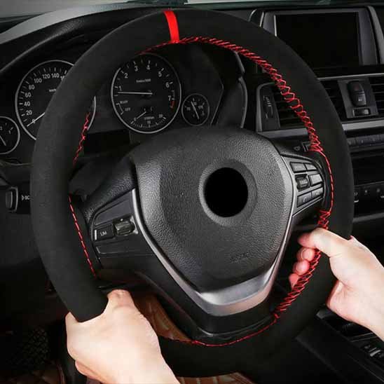 Housse volant de voiture en daim Fil rouge