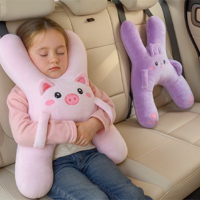 Oreiller de voyage enfant en tissu peluche hypoallergénique