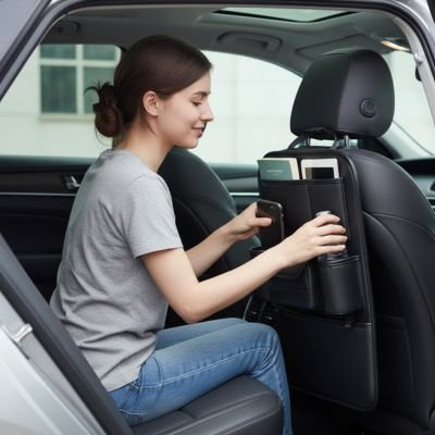 Organisateur voiture siège avant avec fixation appuie tête