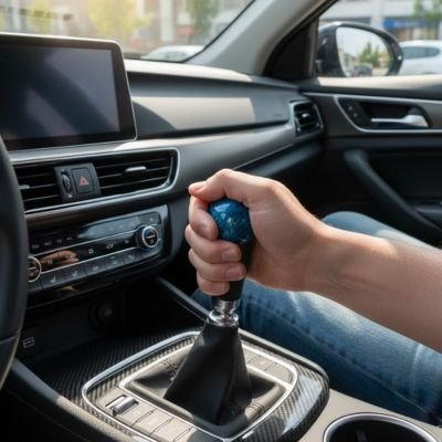 pommeau de levier de vitesse bleu