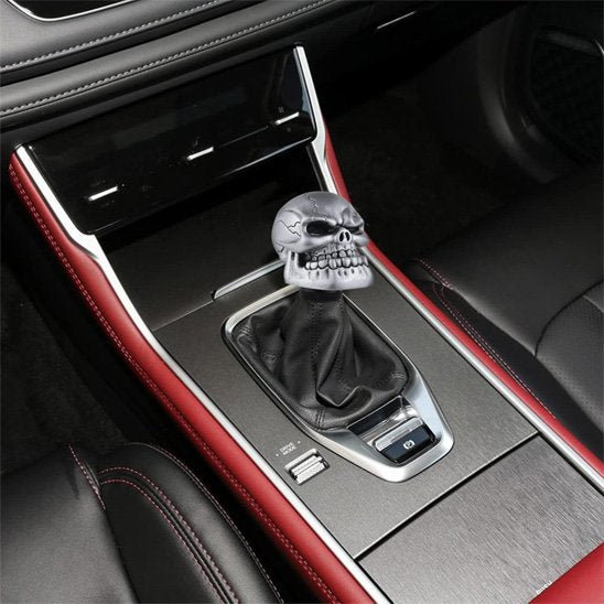 Pommeau de vitesse tete de mort gris