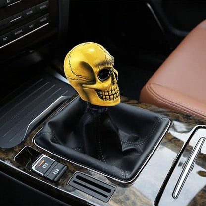 Pommeau de vitesse tete de mort jaune