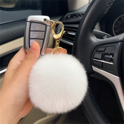 PORTE CLÉS FOURRURE BLANC