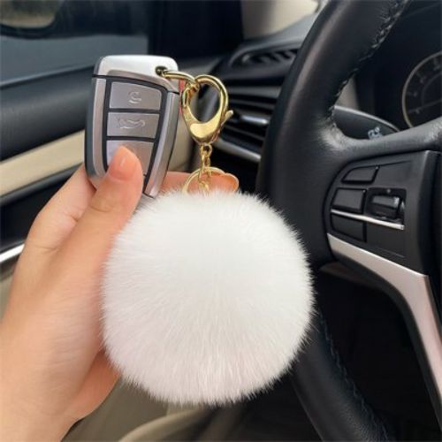 PORTE CLÉS FOURRURE BLANC