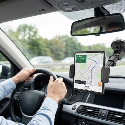 Porte tablette pour voiture facile à installer grâce à sa ventouse puissante.