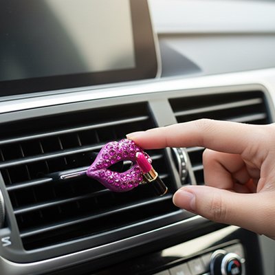 sent bon voiture Rose foncé Clip de parfum de voiture créatif diamant lèvres rouges voiture
