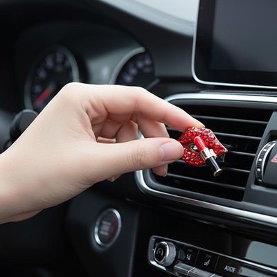 sent bon voiture  Rouge Clip de parfum de voiture créatif diamant lèvres rouges voiture