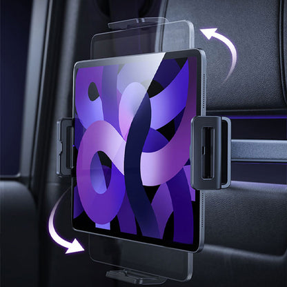 Support tablette pour voiture avec système de fixation sécurisé sur appuie-tête en cuir noir