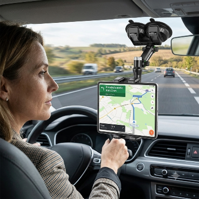Support-tablette-tableau-bord-voiture installé sur tableau de bord automobile