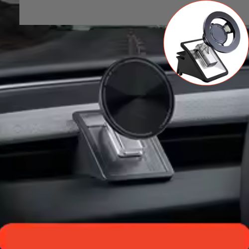 Support téléphone voiture aimanté avec système de recharge sans fil 15W activé.