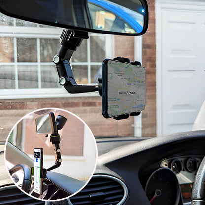 Support téléphone voiture noir pour smartphone avec bras flexible ajustable
