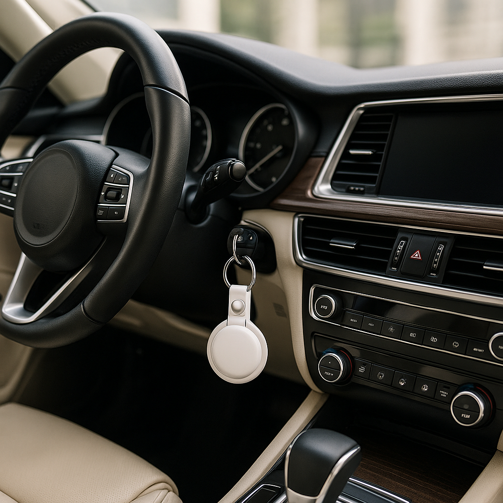 Traceur GPS sans abonnement installé discrètement sous le siège de la voiture