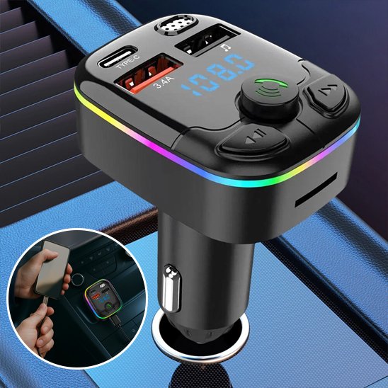 TRANSMETTEUR BLUETOOTH VOITURE INNOVANT POUR MUSIQUE ET APPELS

